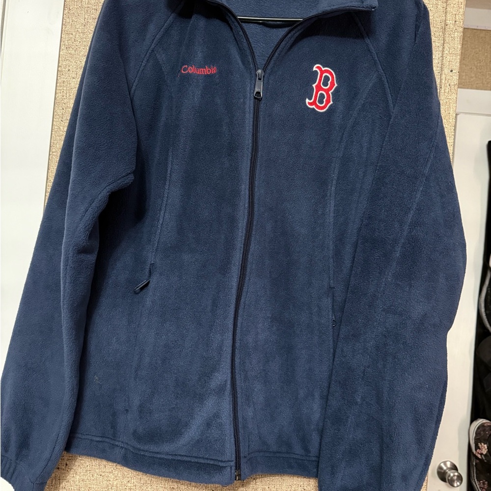 Columbia Dark Blue Fleece Jacket with Red Accents